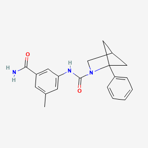 molecular formula C20H21N3O2 B7015725 N-(3-carbamoyl-5-methylphenyl)-1-phenyl-2-azabicyclo[2.1.1]hexane-2-carboxamide 