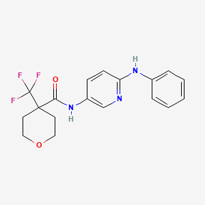molecular formula C18H18F3N3O2 B7016013 N-(6-anilinopyridin-3-yl)-4-(trifluoromethyl)oxane-4-carboxamide 
