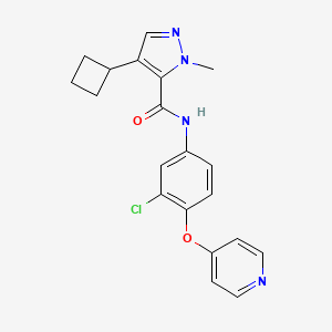 molecular formula C20H19ClN4O2 B7016036 N-(3-chloro-4-pyridin-4-yloxyphenyl)-4-cyclobutyl-2-methylpyrazole-3-carboxamide 