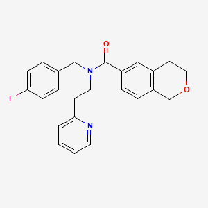 molecular formula C24H23FN2O2 B7016049 N-[(4-fluorophenyl)methyl]-N-(2-pyridin-2-ylethyl)-3,4-dihydro-1H-isochromene-6-carboxamide 