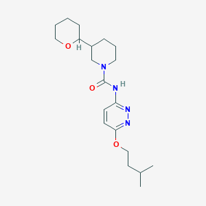 molecular formula C20H32N4O3 B7016063 N-[6-(3-methylbutoxy)pyridazin-3-yl]-3-(oxan-2-yl)piperidine-1-carboxamide 