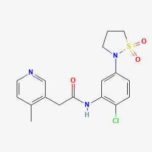 molecular formula C17H18ClN3O3S B7016086 N-[2-chloro-5-(1,1-dioxo-1,2-thiazolidin-2-yl)phenyl]-2-(4-methylpyridin-3-yl)acetamide 