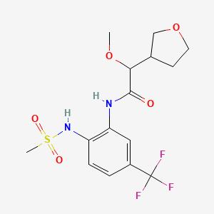 molecular formula C15H19F3N2O5S B7016163 N-[2-(methanesulfonamido)-5-(trifluoromethyl)phenyl]-2-methoxy-2-(oxolan-3-yl)acetamide 