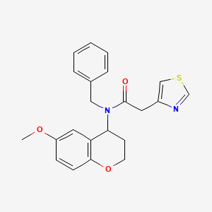 molecular formula C22H22N2O3S B7016269 N-benzyl-N-(6-methoxy-3,4-dihydro-2H-chromen-4-yl)-2-(1,3-thiazol-4-yl)acetamide 