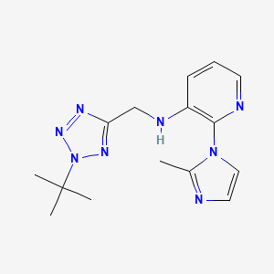 molecular formula C15H20N8 B7016353 N-[(2-tert-butyltetrazol-5-yl)methyl]-2-(2-methylimidazol-1-yl)pyridin-3-amine 