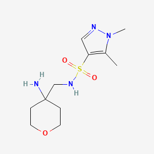 molecular formula C11H20N4O3S B7016361 N-[(4-aminooxan-4-yl)methyl]-1,5-dimethylpyrazole-4-sulfonamide 