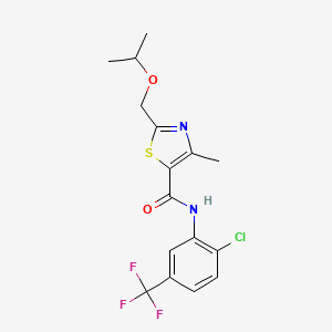 molecular formula C16H16ClF3N2O2S B7016600 N-[2-chloro-5-(trifluoromethyl)phenyl]-4-methyl-2-(propan-2-yloxymethyl)-1,3-thiazole-5-carboxamide 