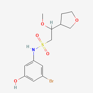 molecular formula C13H18BrNO5S B7016697 N-(3-bromo-5-hydroxyphenyl)-2-methoxy-2-(oxolan-3-yl)ethanesulfonamide 