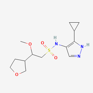 molecular formula C13H21N3O4S B7016801 N-(5-cyclopropyl-1H-pyrazol-4-yl)-2-methoxy-2-(oxolan-3-yl)ethanesulfonamide 