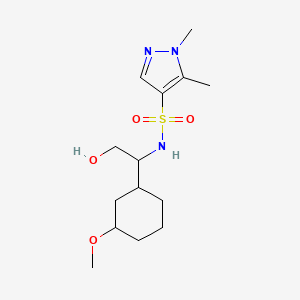molecular formula C14H25N3O4S B7016923 N-[2-hydroxy-1-(3-methoxycyclohexyl)ethyl]-1,5-dimethylpyrazole-4-sulfonamide 