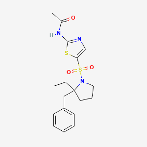 molecular formula C18H23N3O3S2 B7016950 N-[5-(2-benzyl-2-ethylpyrrolidin-1-yl)sulfonyl-1,3-thiazol-2-yl]acetamide 
