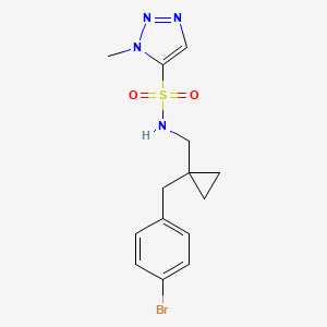 molecular formula C14H17BrN4O2S B7016980 N-[[1-[(4-bromophenyl)methyl]cyclopropyl]methyl]-3-methyltriazole-4-sulfonamide 