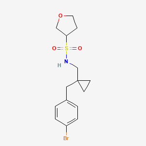 molecular formula C15H20BrNO3S B7016990 N-[[1-[(4-bromophenyl)methyl]cyclopropyl]methyl]oxolane-3-sulfonamide 