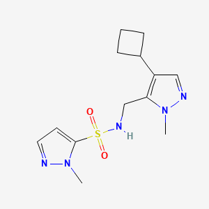 molecular formula C13H19N5O2S B7017070 N-[(4-cyclobutyl-2-methylpyrazol-3-yl)methyl]-2-methylpyrazole-3-sulfonamide 
