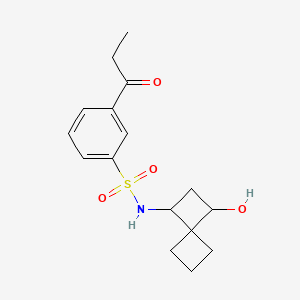 molecular formula C16H21NO4S B7017085 N-(3-hydroxyspiro[3.3]heptan-1-yl)-3-propanoylbenzenesulfonamide 