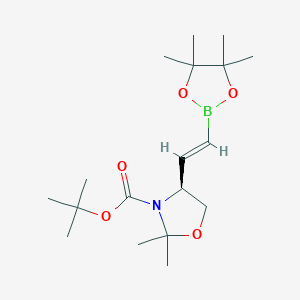 molecular formula C18H32BNO5 B7017170 tert-Butyl (4S)-2,2-dimethyl-4-[(E)-2-(tetramethyl-1,3,2-dioxaborolan-2-yl)ethenyl]-1,3-oxazolidine-3-carboxylate 