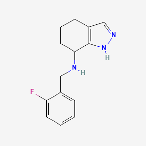 molecular formula C14H16FN3 B7017260 N-[(2-fluorophenyl)methyl]-4,5,6,7-tetrahydro-1H-indazol-7-amine 