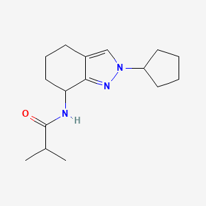 molecular formula C16H25N3O B7017347 N-(2-cyclopentyl-4,5,6,7-tetrahydroindazol-7-yl)-2-methylpropanamide 