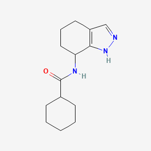 molecular formula C14H21N3O B7017361 N-(4,5,6,7-tetrahydro-1H-indazol-7-yl)cyclohexanecarboxamide 
