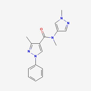 molecular formula C16H17N5O B7017387 N,3-dimethyl-N-(1-methylpyrazol-4-yl)-1-phenylpyrazole-4-carboxamide 