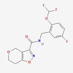 molecular formula C15H13F3N2O4 B7017450 N-[[2-(difluoromethoxy)-5-fluorophenyl]methyl]-6,7-dihydro-4H-pyrano[3,4-d][1,2]oxazole-3-carboxamide 