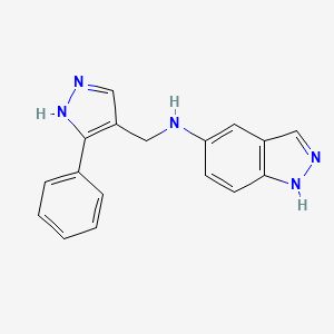 molecular formula C17H15N5 B7017535 N-[(5-phenyl-1H-pyrazol-4-yl)methyl]-1H-indazol-5-amine 
