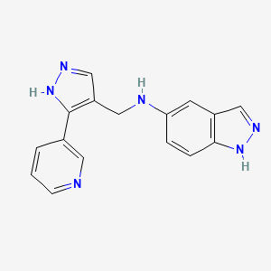 molecular formula C16H14N6 B7017540 N-[(5-pyridin-3-yl-1H-pyrazol-4-yl)methyl]-1H-indazol-5-amine 