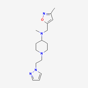 molecular formula C16H25N5O B7017583 N-methyl-N-[(3-methyl-1,2-oxazol-5-yl)methyl]-1-(2-pyrazol-1-ylethyl)piperidin-4-amine 