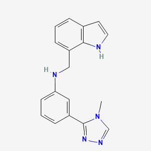 molecular formula C18H17N5 B7017619 N-(1H-indol-7-ylmethyl)-3-(4-methyl-1,2,4-triazol-3-yl)aniline 
