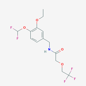 molecular formula C14H16F5NO4 B7017734 N-[[4-(difluoromethoxy)-3-ethoxyphenyl]methyl]-2-(2,2,2-trifluoroethoxy)acetamide 