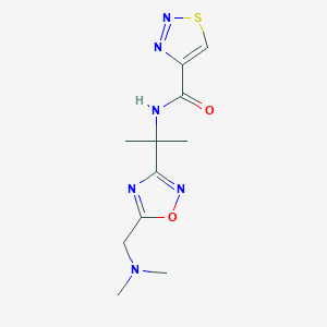 molecular formula C11H16N6O2S B7017759 N-[2-[5-[(dimethylamino)methyl]-1,2,4-oxadiazol-3-yl]propan-2-yl]thiadiazole-4-carboxamide 