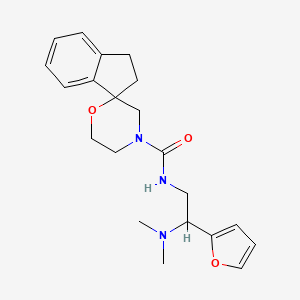 molecular formula C21H27N3O3 B7017794 N-[2-(dimethylamino)-2-(furan-2-yl)ethyl]spiro[1,2-dihydroindene-3,2'-morpholine]-4'-carboxamide 
