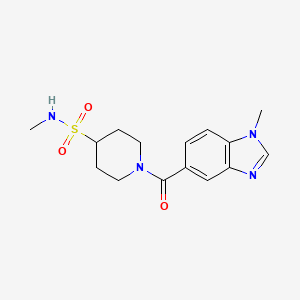 molecular formula C15H20N4O3S B7017825 N-methyl-1-(1-methylbenzimidazole-5-carbonyl)piperidine-4-sulfonamide 