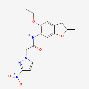 molecular formula C16H18N4O5 B7017858 N-(5-ethoxy-2-methyl-2,3-dihydro-1-benzofuran-6-yl)-2-(3-nitropyrazol-1-yl)acetamide 