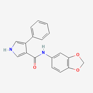 molecular formula C18H14N2O3 B7017868 N-(1,3-benzodioxol-5-yl)-4-phenyl-1H-pyrrole-3-carboxamide 