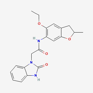 molecular formula C20H21N3O4 B7017874 N-(5-ethoxy-2-methyl-2,3-dihydro-1-benzofuran-6-yl)-2-(2-oxo-3H-benzimidazol-1-yl)acetamide 