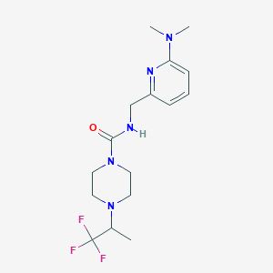 molecular formula C16H24F3N5O B7017942 N-[[6-(dimethylamino)pyridin-2-yl]methyl]-4-(1,1,1-trifluoropropan-2-yl)piperazine-1-carboxamide 