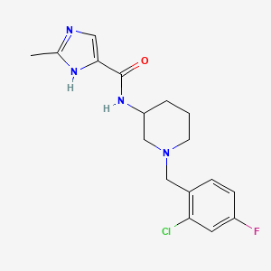 molecular formula C17H20ClFN4O B7017952 N-[1-[(2-chloro-4-fluorophenyl)methyl]piperidin-3-yl]-2-methyl-1H-imidazole-5-carboxamide 