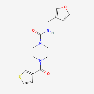 molecular formula C15H17N3O3S B7018020 N-(furan-3-ylmethyl)-4-(thiophene-3-carbonyl)piperazine-1-carboxamide 