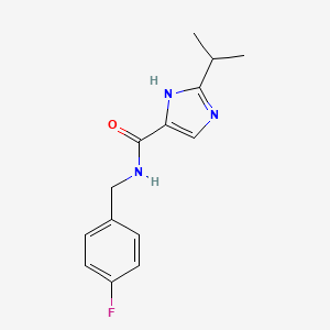molecular formula C14H16FN3O B7018030 N-[(4-fluorophenyl)methyl]-2-(propan-2-yl)-1H-imidazole-5-carboxamide 