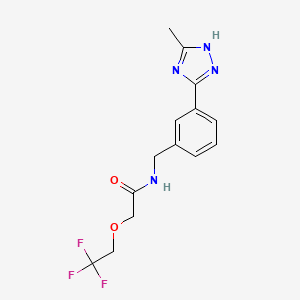 molecular formula C14H15F3N4O2 B7018172 N-[[3-(5-methyl-1H-1,2,4-triazol-3-yl)phenyl]methyl]-2-(2,2,2-trifluoroethoxy)acetamide 
