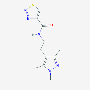 molecular formula C11H15N5OS B7018220 N-[2-(1,3,5-trimethylpyrazol-4-yl)ethyl]thiadiazole-4-carboxamide 
