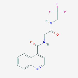 molecular formula C14H12F3N3O2 B7018233 N-[2-oxo-2-(2,2,2-trifluoroethylamino)ethyl]quinoline-4-carboxamide 