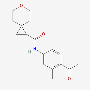 molecular formula C17H21NO3 B7018259 N-(4-acetyl-3-methylphenyl)-6-oxaspiro[2.5]octane-2-carboxamide 