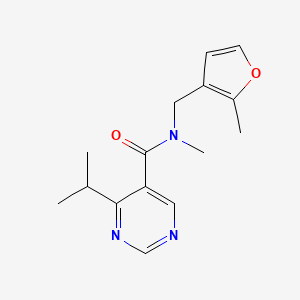 molecular formula C15H19N3O2 B7018304 N-methyl-N-[(2-methylfuran-3-yl)methyl]-4-propan-2-ylpyrimidine-5-carboxamide 