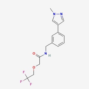 molecular formula C15H16F3N3O2 B7018369 N-[[3-(1-methylpyrazol-4-yl)phenyl]methyl]-2-(2,2,2-trifluoroethoxy)acetamide 