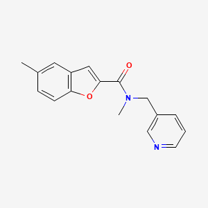 molecular formula C17H16N2O2 B7018423 N,5-dimethyl-N-(pyridin-3-ylmethyl)-1-benzofuran-2-carboxamide 