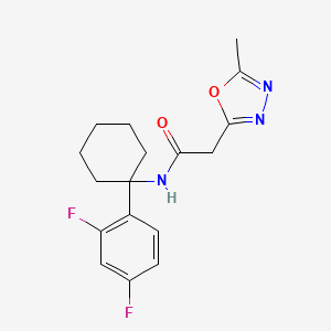 molecular formula C17H19F2N3O2 B7018565 N-[1-(2,4-difluorophenyl)cyclohexyl]-2-(5-methyl-1,3,4-oxadiazol-2-yl)acetamide 