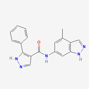 molecular formula C18H15N5O B7018596 N-(4-methyl-1H-indazol-6-yl)-5-phenyl-1H-pyrazole-4-carboxamide 