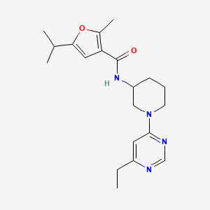 molecular formula C20H28N4O2 B7018745 N-[1-(6-ethylpyrimidin-4-yl)piperidin-3-yl]-2-methyl-5-propan-2-ylfuran-3-carboxamide 